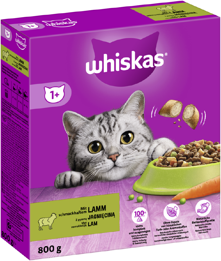 whiskas Katzen-Trockenfutter 1+ mit Lamm